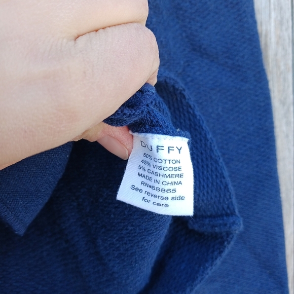 Duffy Cashmere Cotten Blend Blue Knit Sweater Jacket Women's Sz Small Zip Front - Picture 5 of 5